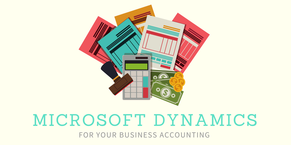 Illustration of forms and calculators representing the use of Microsoft Dynamics for accounting purposes